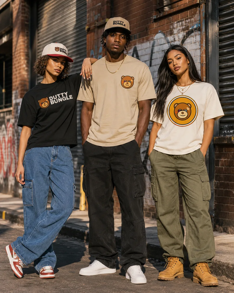 Dutty Bungle streetwear worn outside